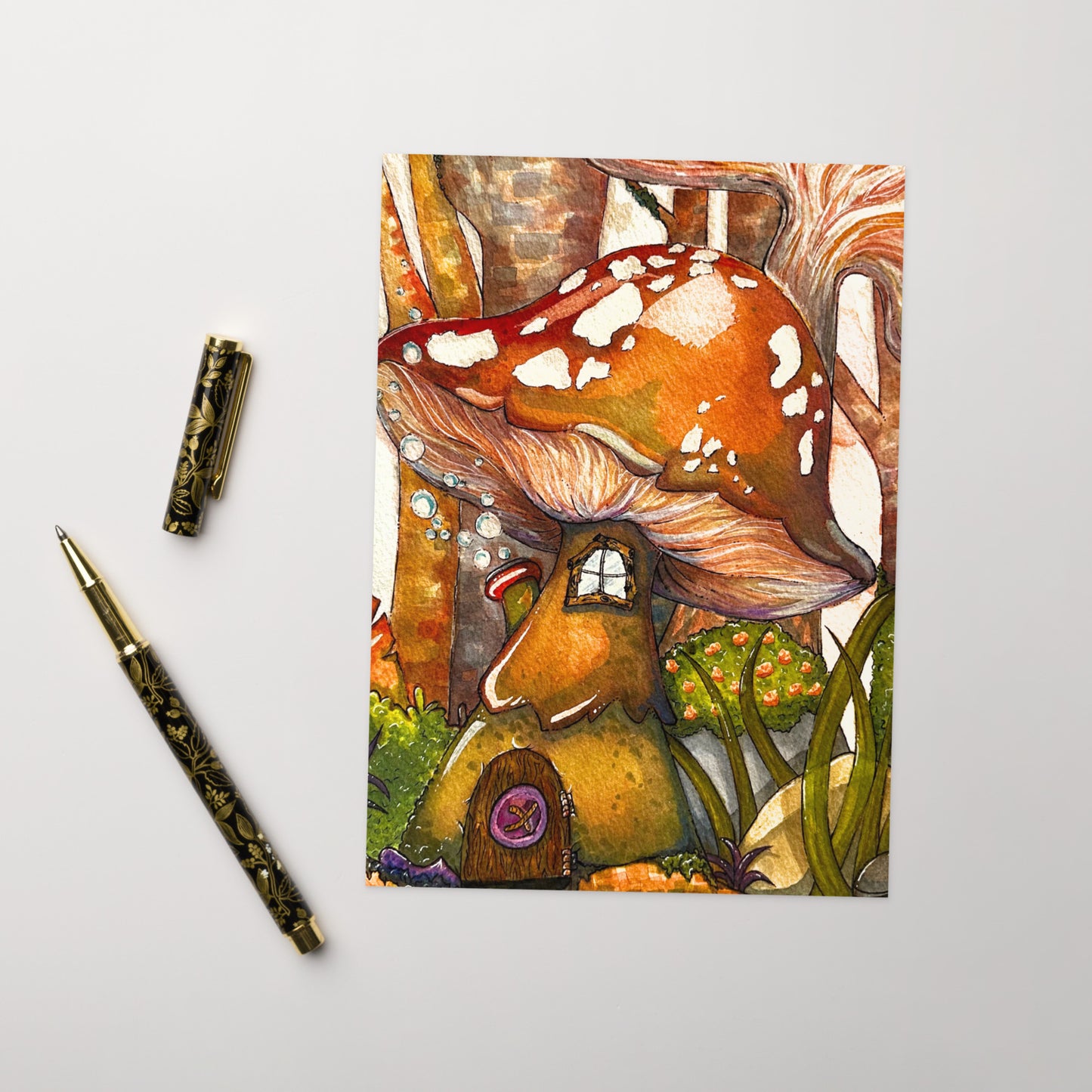 Cozy Mushroom House - Greeting Card